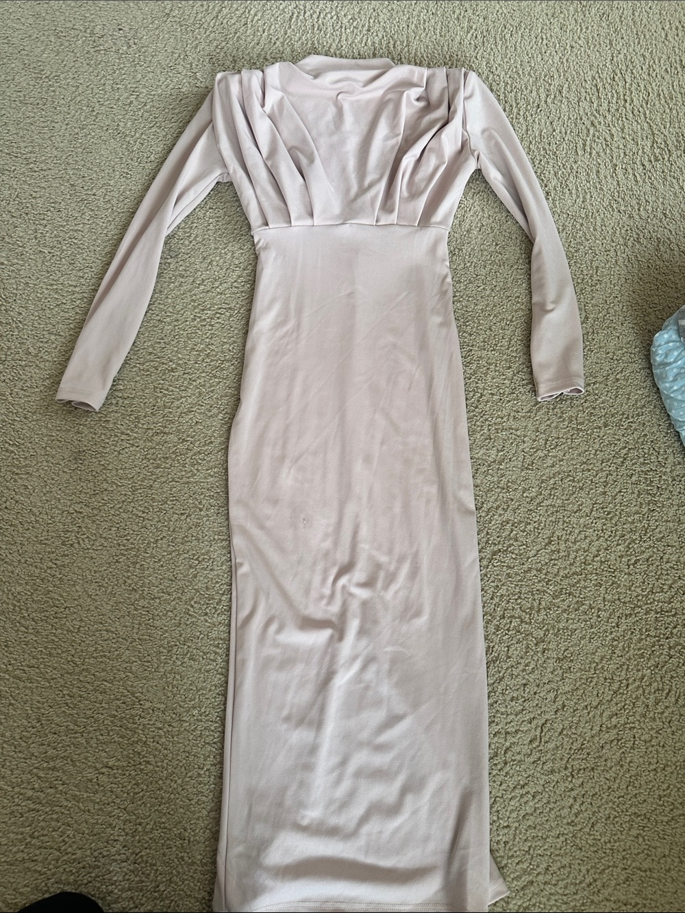 Elegant Long Sleeve Light Blush Maxi Dress